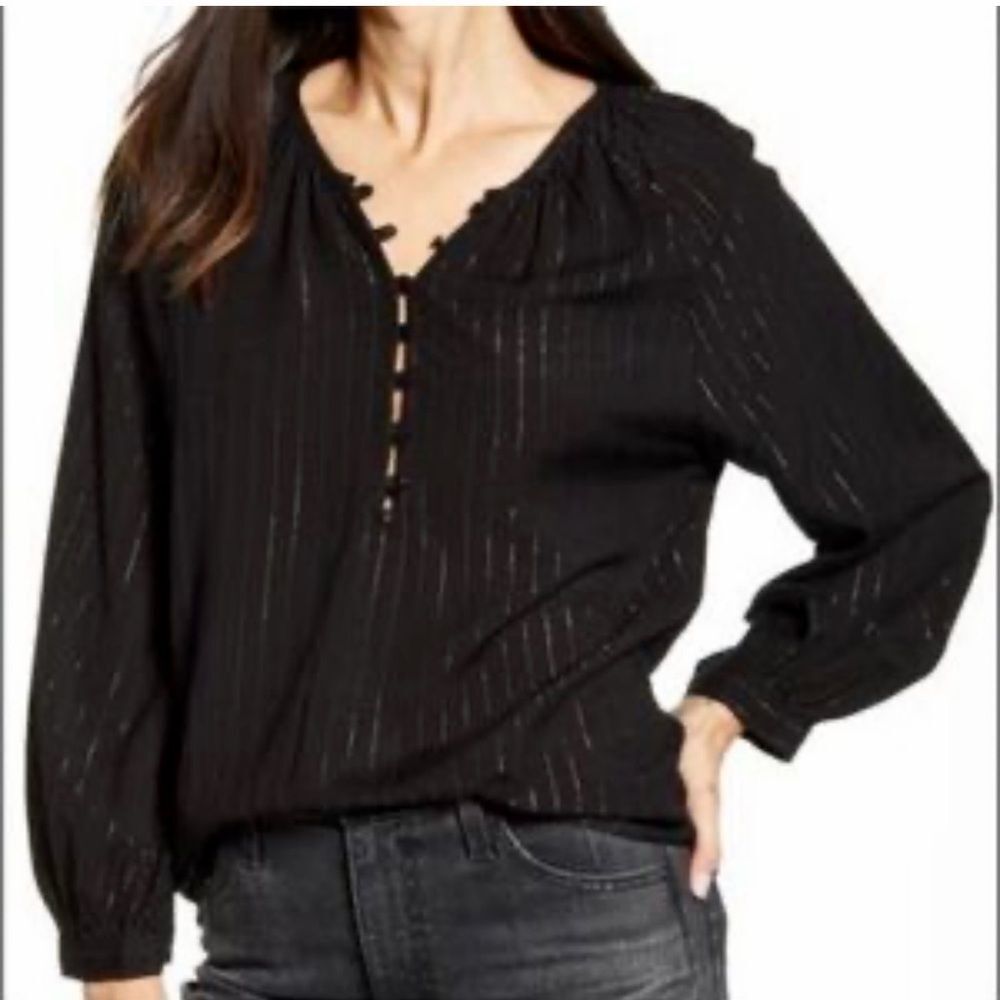 💠 Rails Abby Gilded Stripe Black Gold Women's Top Size Small